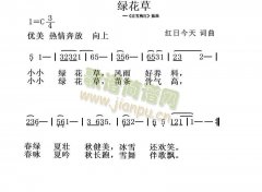 綠花草 免費(fèi)電子琴_五線譜